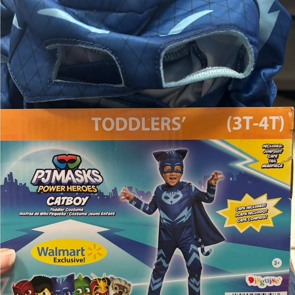 PJ Masks Catboy 4 piece Halloween Costume Jumpsuit Cape Mask Tail Toddlers 3T-4T - Picture 3 of 9
